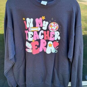 Hanes Black Kids Sweatshirt with Pink, White & Yellow Graphic